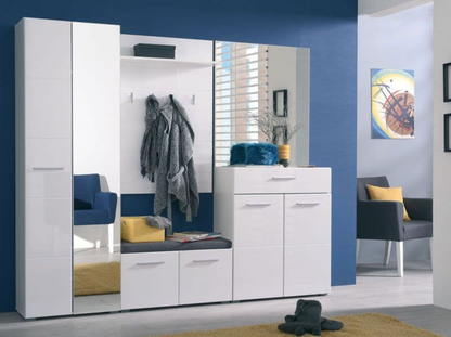Myra White Mirrored Narrow Wardrobe