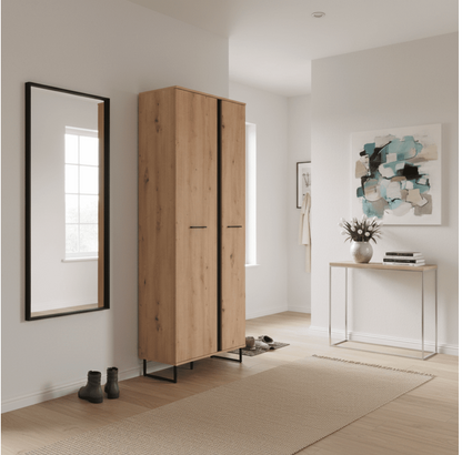 Sorrento Oak Effect Tall Slim 2 Door Wardrobe