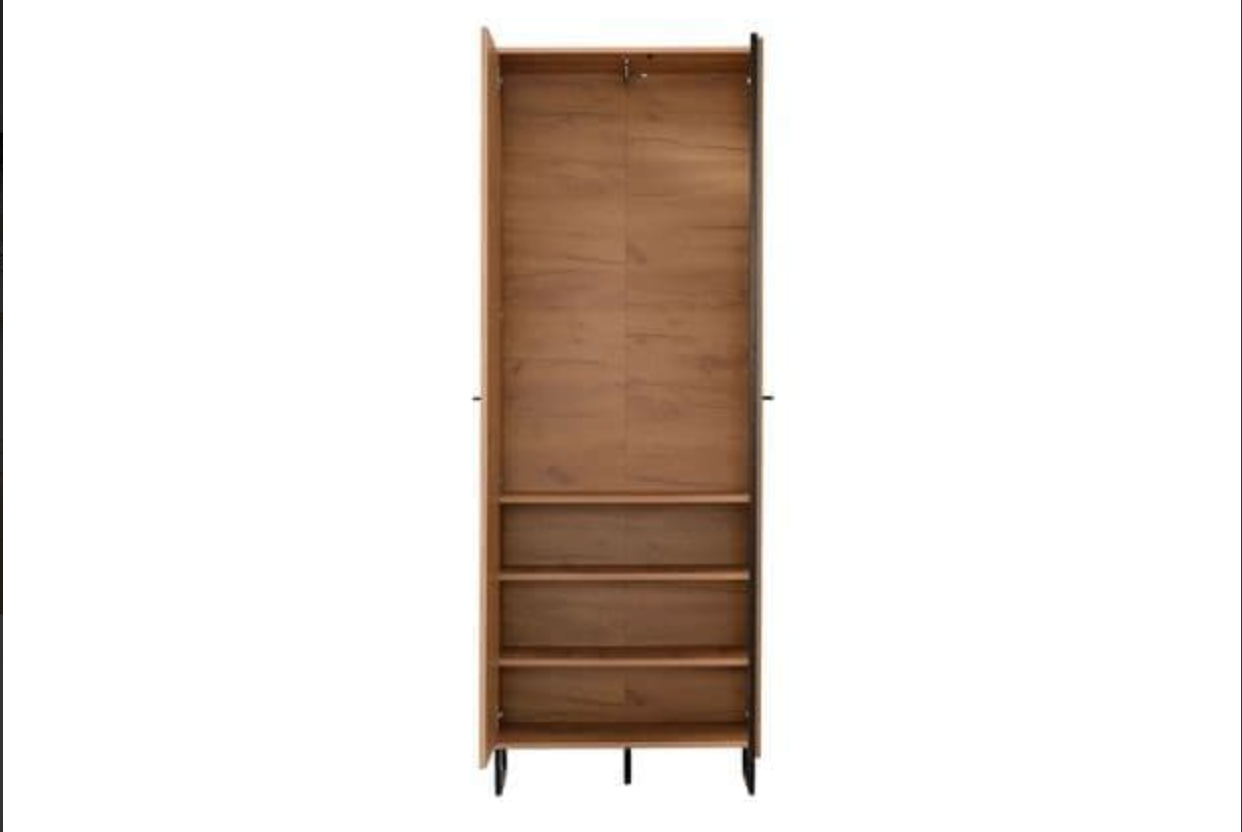 Sorrento Oak Effect Tall Slim 2 Door Wardrobe