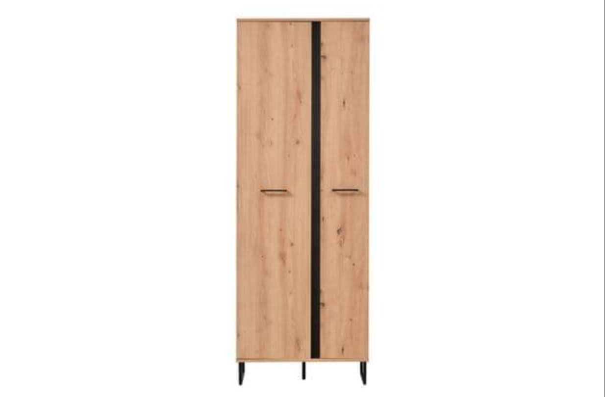 Sorrento Oak Effect Tall Slim 2 Door Wardrobe