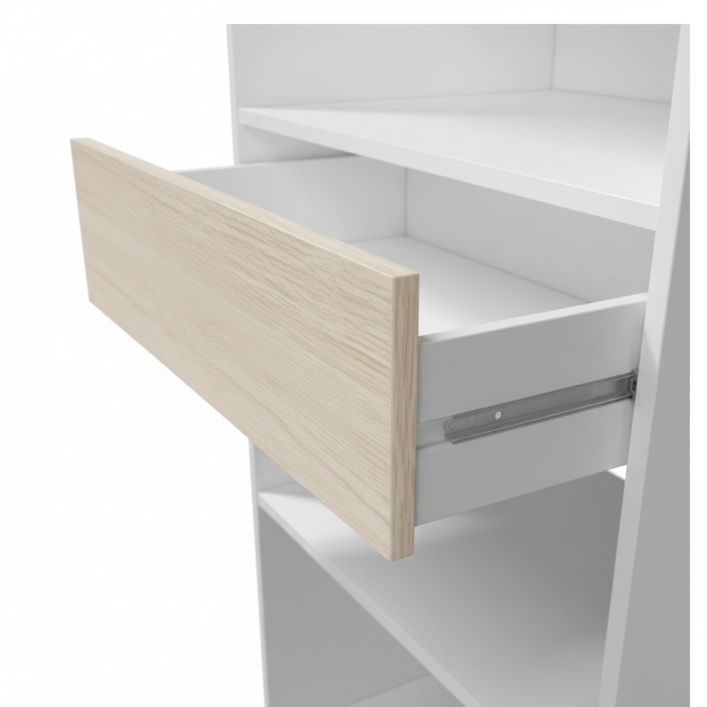 Torres Oak and White Open Door Wardrobe With Shelves And Rail