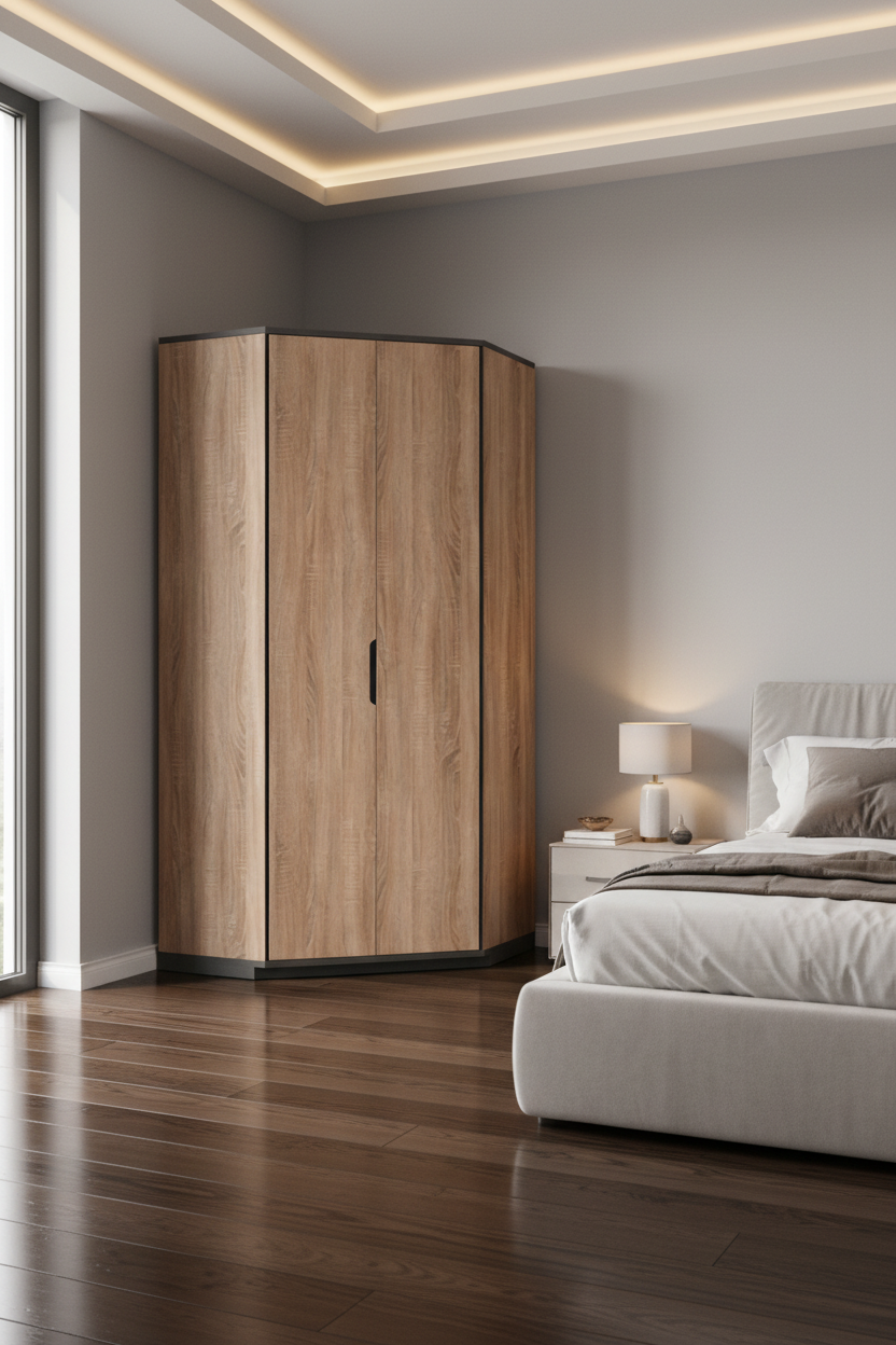 Vant Oak Effect 2 Door Corner Wardrobe