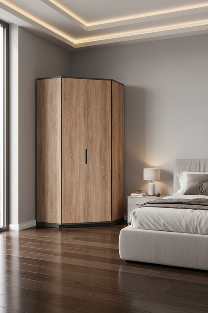 Vant Oak Effect 2 Door Corner Wardrobe