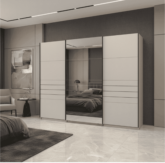 Weyma 270cm Cashmere Sliding Door Wardrobe
