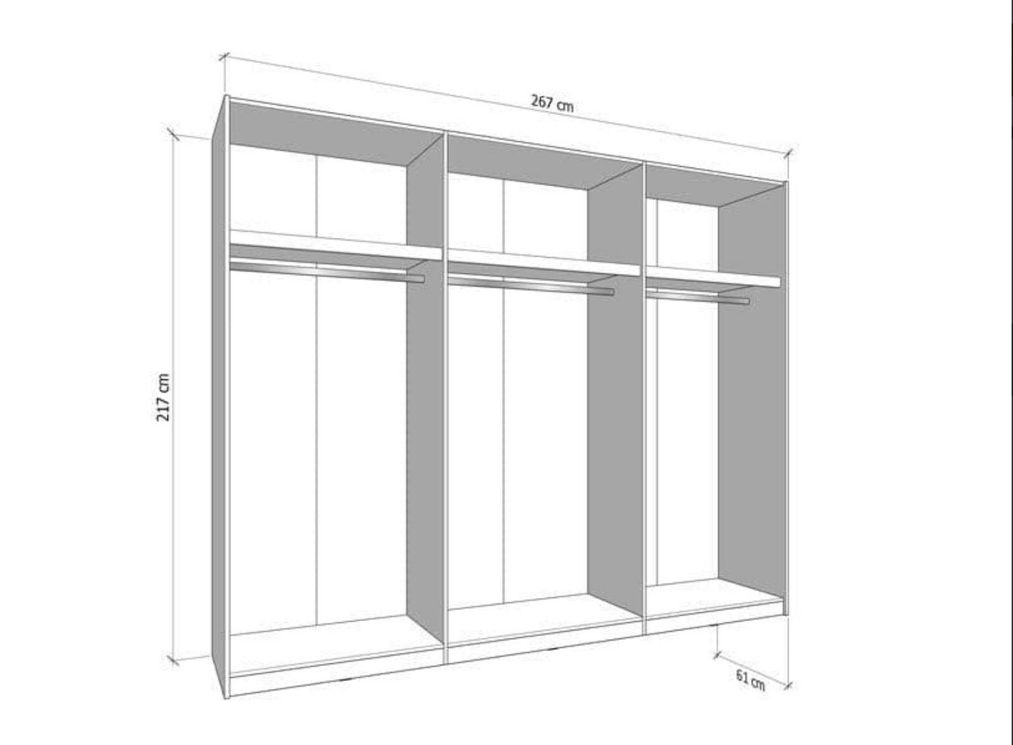 Weyma 270cm Cashmere Sliding Door Wardrobe