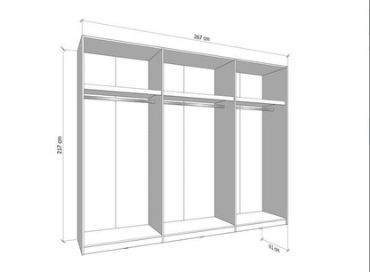 Weyma 270cm Cashmere Sliding Door Wardrobe