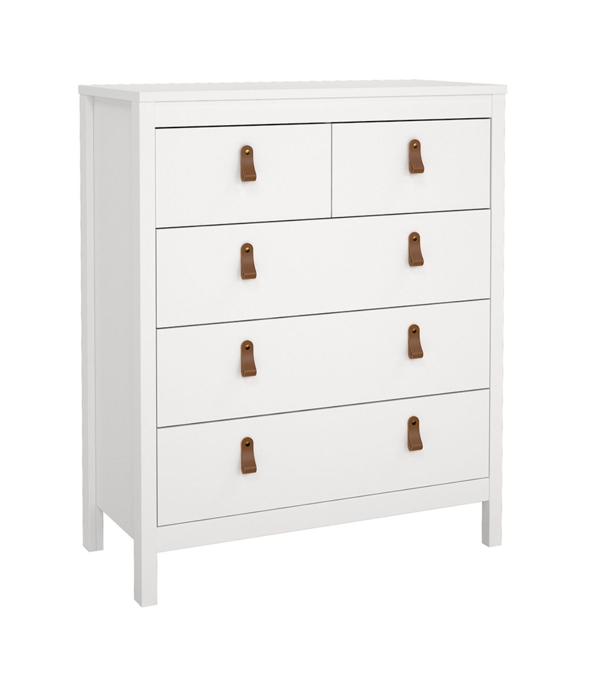 Barcelona 3 Piece Bedroom Furniture Set, 5 Drawers Chest,3 Door Wardrobe, Bedside White.
