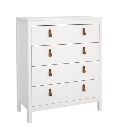 Barcelona 3 Piece Bedroom Furniture Set, 5 Drawers Chest,3 Door Wardrobe, Bedside White.