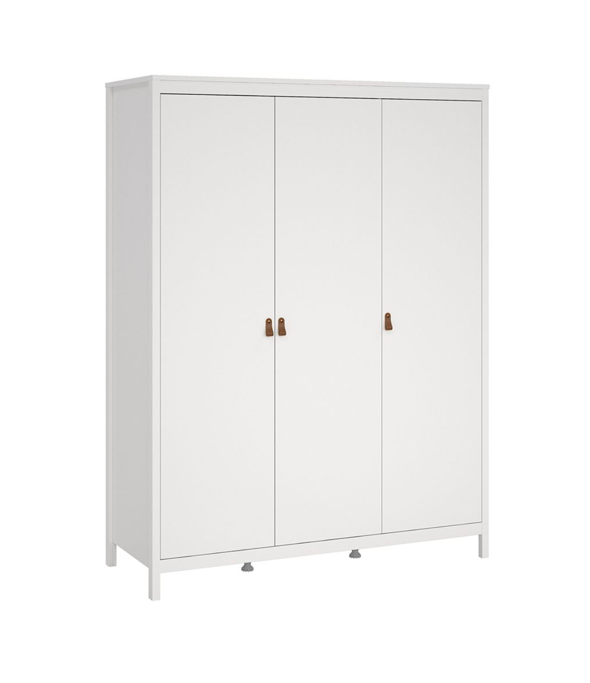 Barcelona 3 Piece Bedroom Furniture Set, 5 Drawers Chest,3 Door Wardrobe, Bedside White.