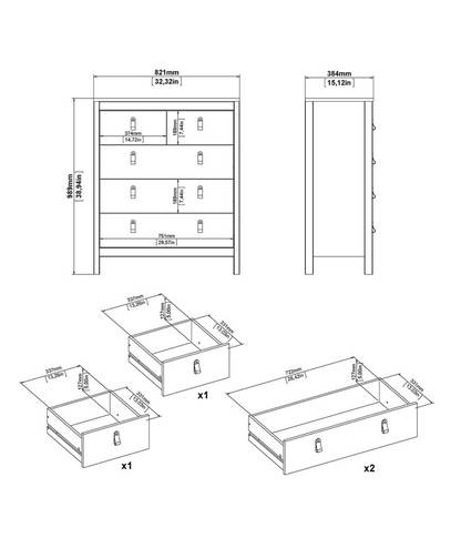 Barcelona 3 Piece Bedroom Furniture Set in Jackson Hickory Oak