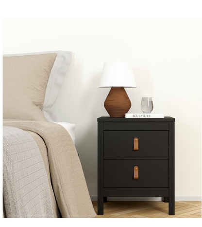 Barcelona 3 Piece Bedroom Furniture Set, 5 Drawers Chest,3 Door Wardrobe, Bedside  in Matt Black