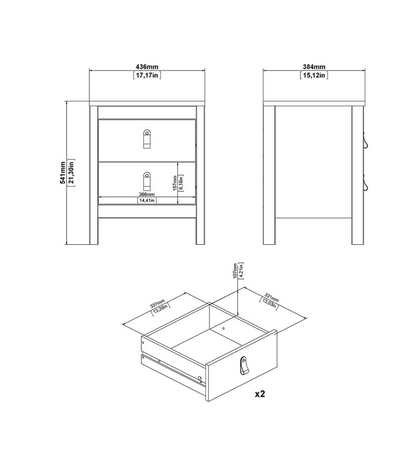 Barcelona 3 Piece Bedroom Furniture Set, 5 Drawers Chest,3 Door Wardrobe, Bedside  in Matt Black