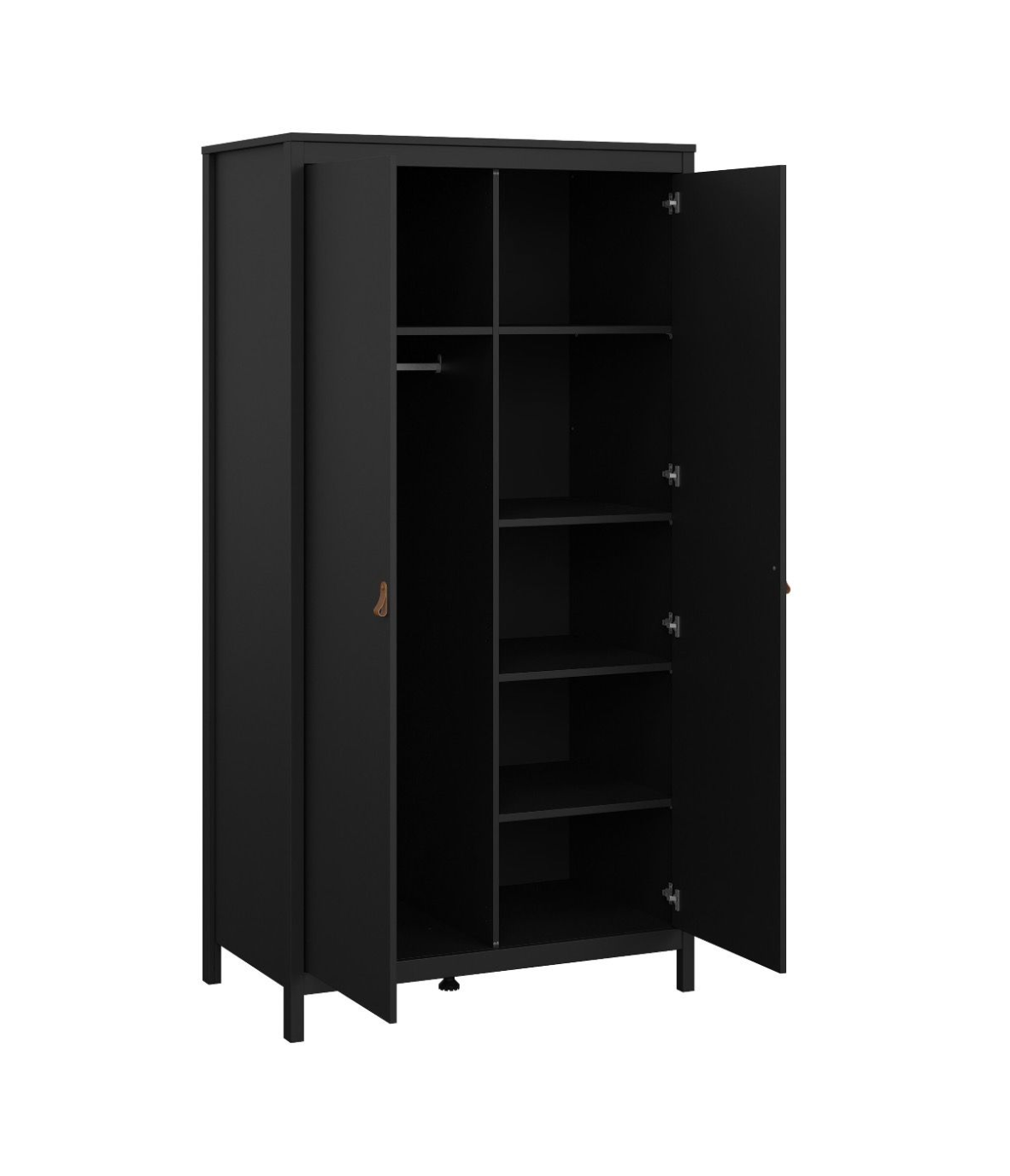 Barcelona 3 Piece Bedroom Furniture Set, 5 Drawers Chest,3 Door Wardrobe, Bedside  in Matt Black