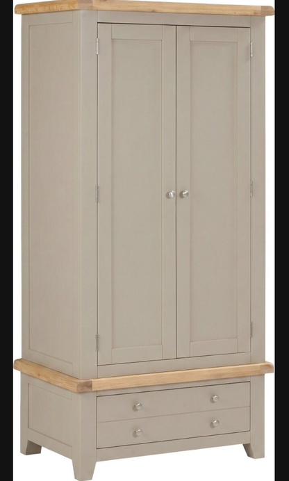 Windsor 2 Door 1 Drawer Wardrobe - Putty/Oak