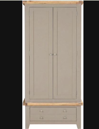 Windsor 2 Door 1 Drawer Wardrobe - Putty/Oak