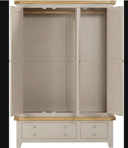 Windsor 3 Door 2 Drawer Wardrobe - Putty/Oak