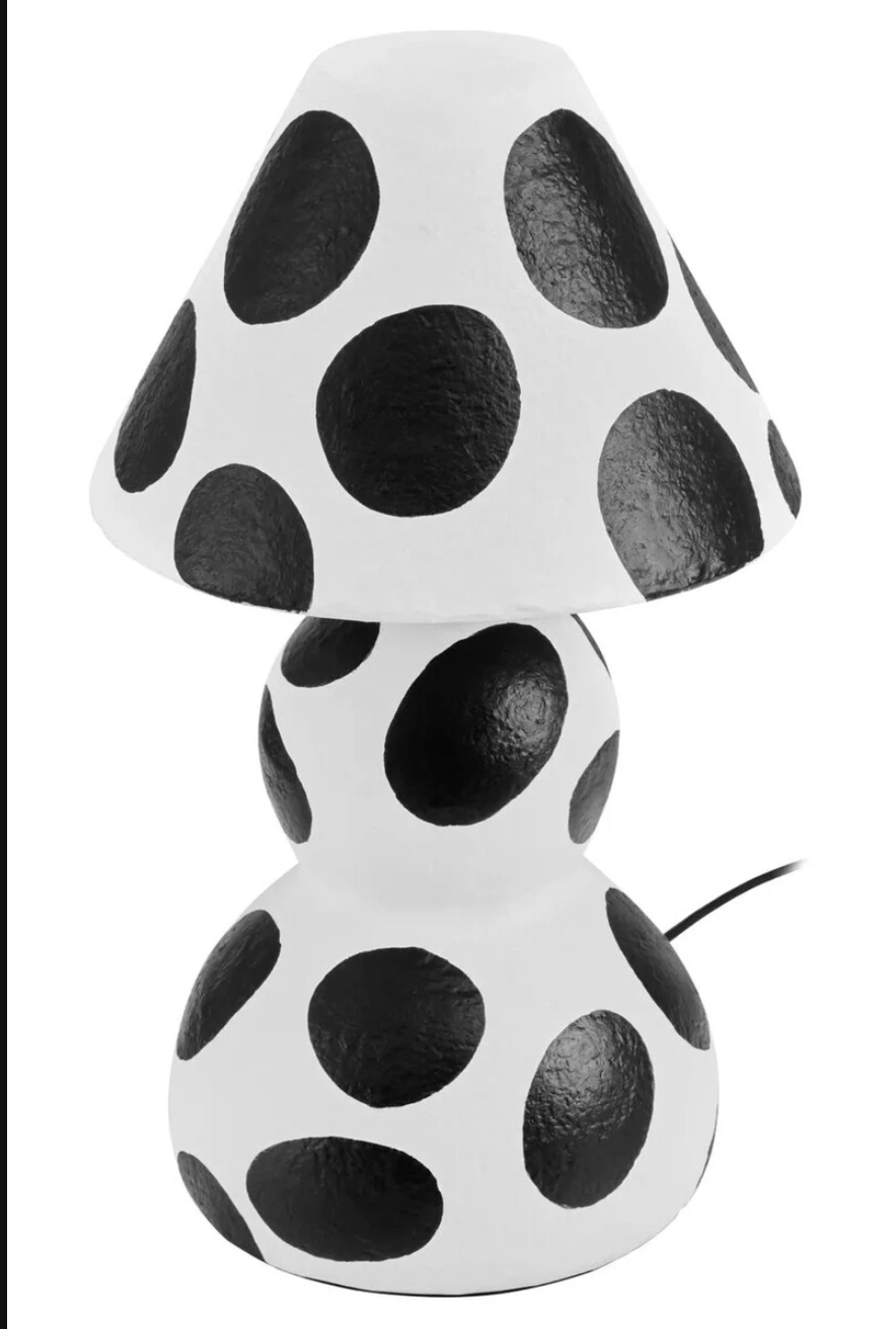 Carta Black and White Polka Dot Papier Mache Table Lamp
