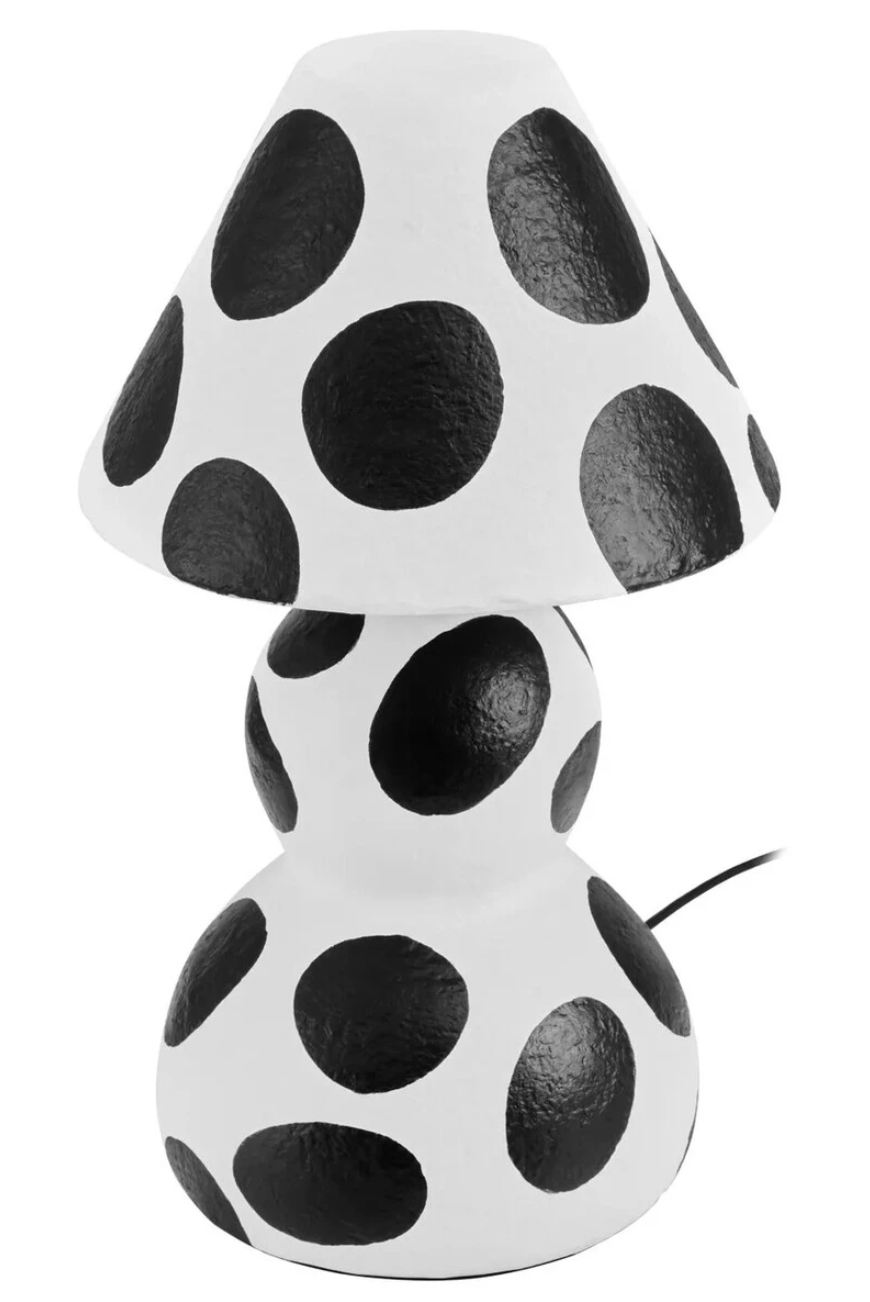 Carta Black and White Polka Dot Papier Mache Table Lamp