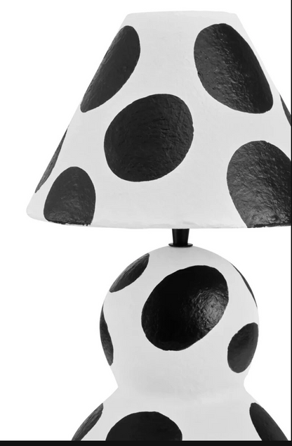Carta Black and White Polka Dot Papier Mache Table Lamp