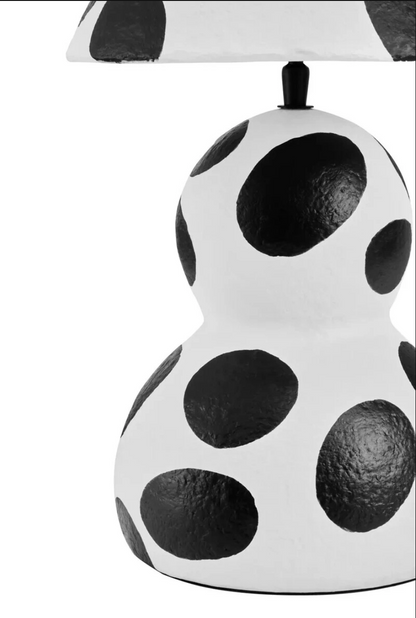 Carta Black and White Polka Dot Papier Mache Table Lamp