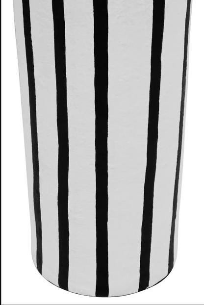 Carta Black and White Stripe Papier Mache Floor Lamp with Dome Shade