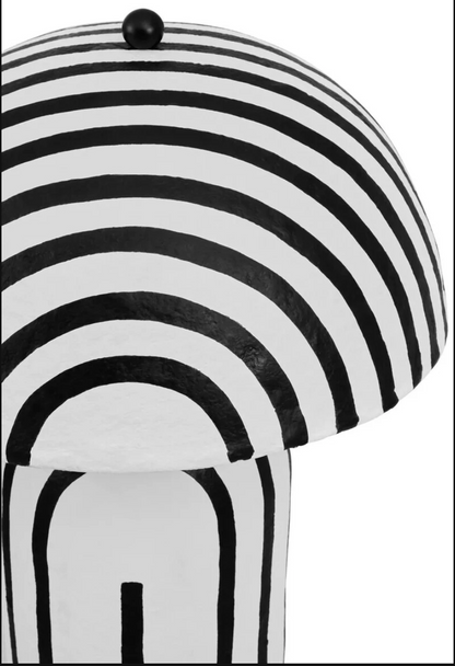 Carta Black and White Stripe Papier Mache Floor Lamp with Dome Shade