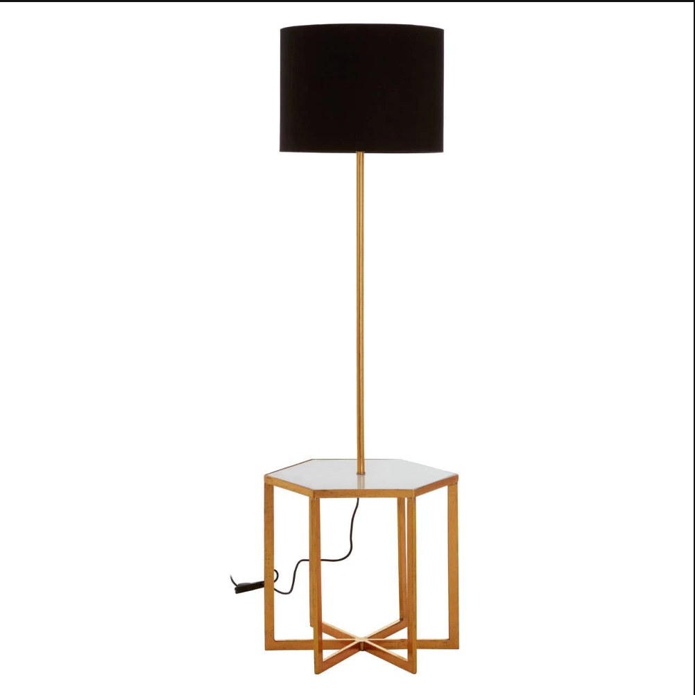 Sika White Marble and Gold Floor Lamp