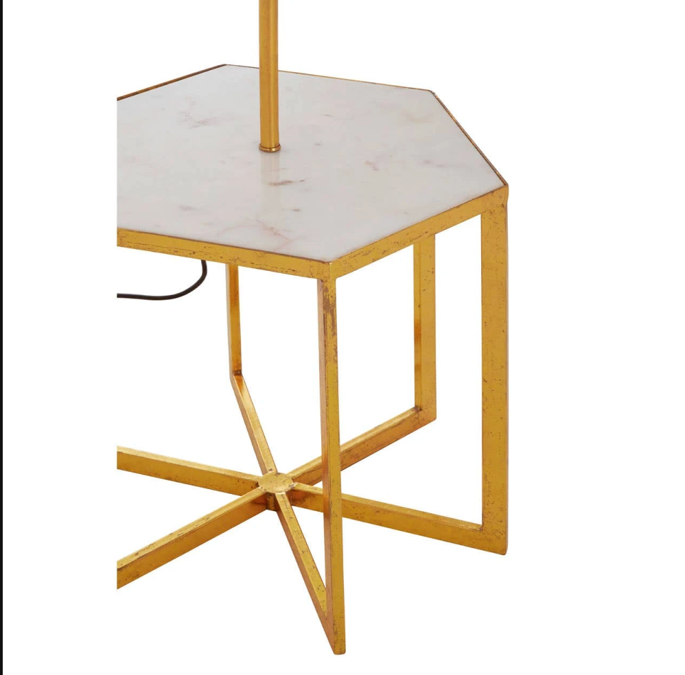 Sika White Marble and Gold Floor Lamp