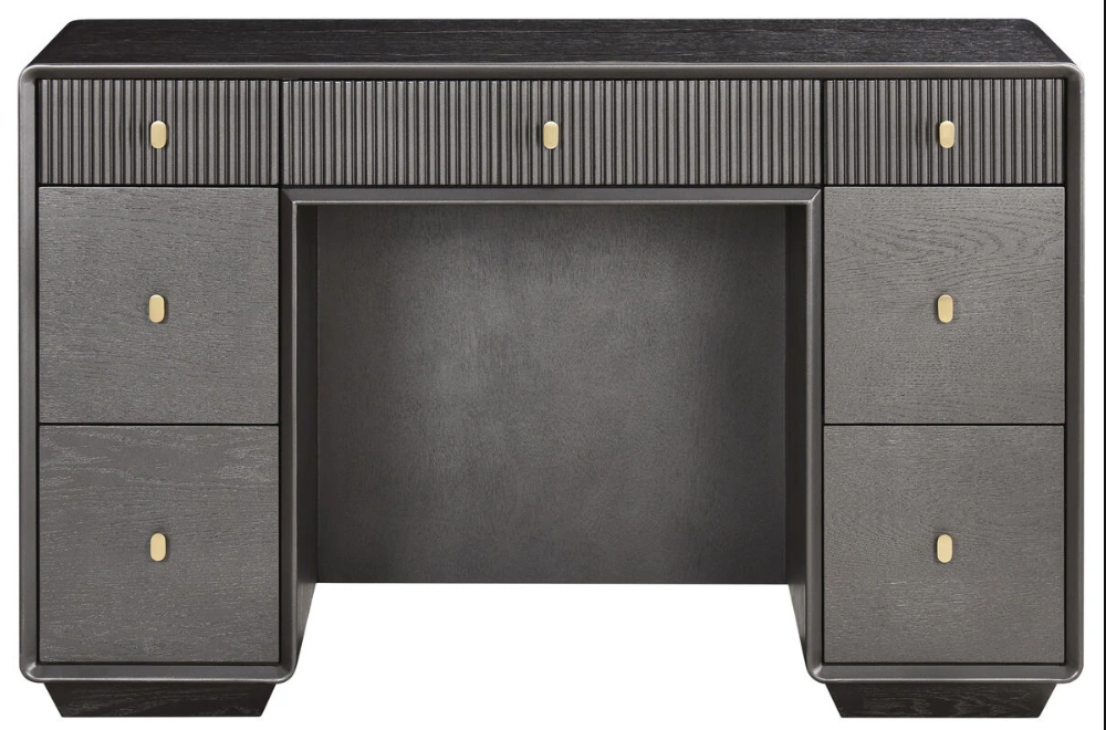 Dorsino Brown Grey Wood Veneer Seven Drawer Dressing Table
