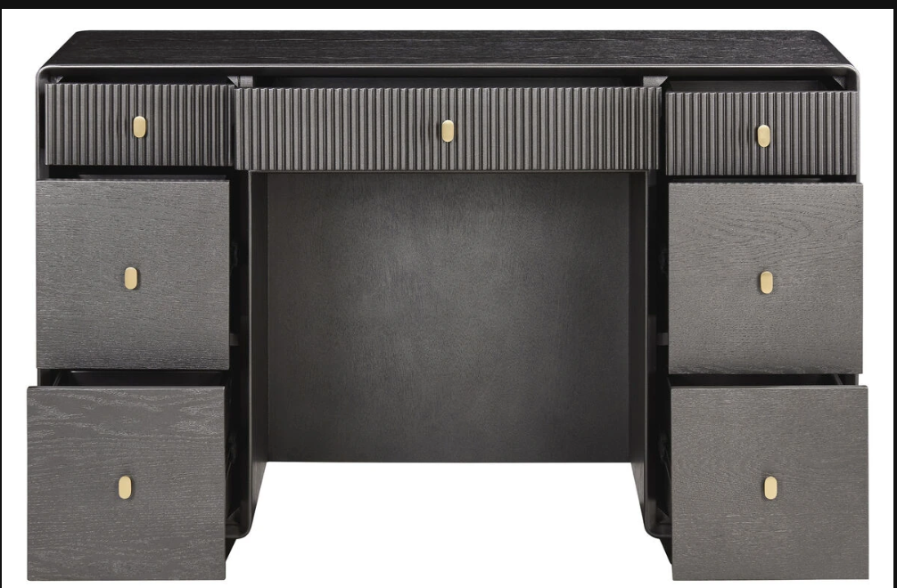 Dorsino Brown Grey Wood Veneer Seven Drawer Dressing Table