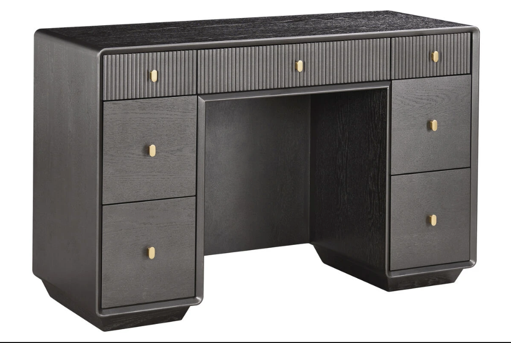Dorsino Brown Grey Wood Veneer Seven Drawer Dressing Table