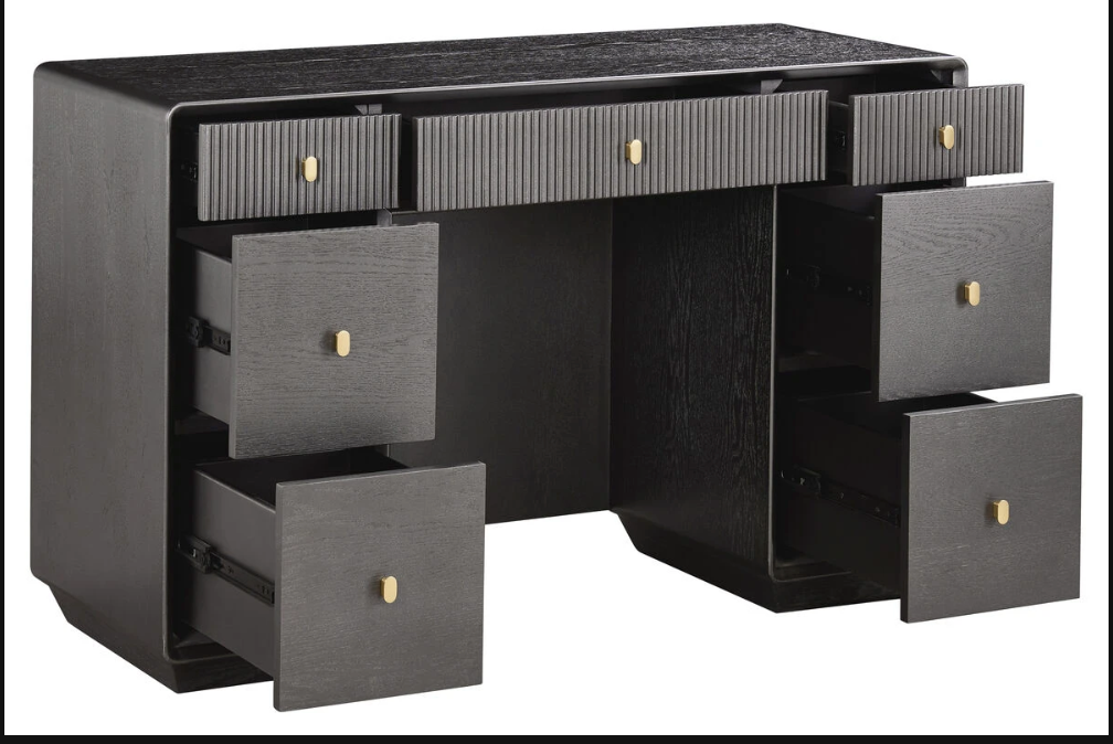 Dorsino Brown Grey Wood Veneer Seven Drawer Dressing Table