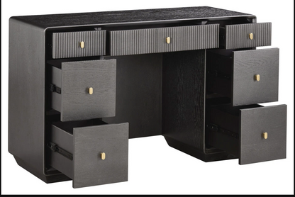 Dorsino Brown Grey Wood Veneer Seven Drawer Dressing Table