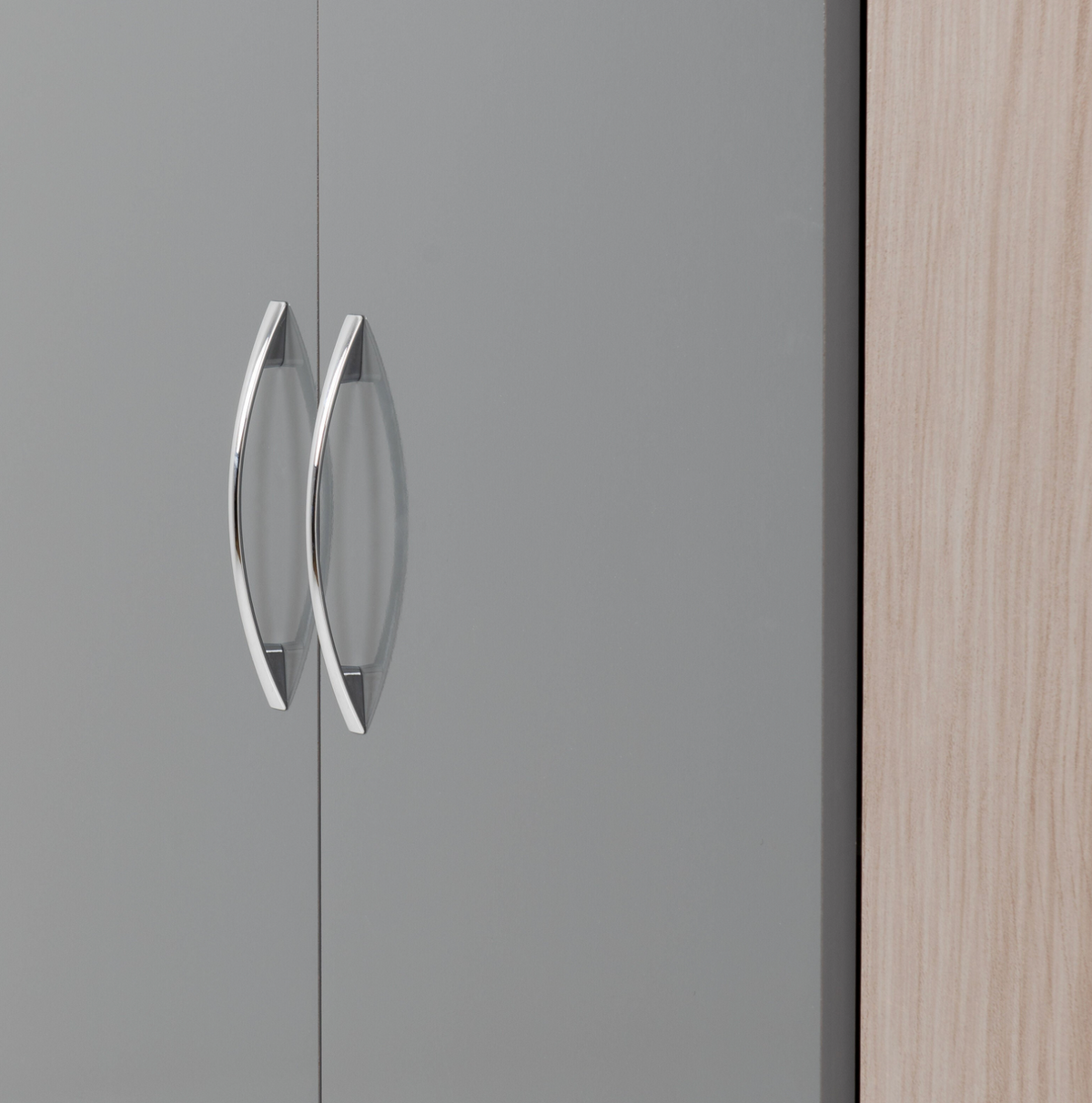 Nevada 2 Door Corner Wardrobe - Grey Gloss/Light Oak Effect Veneer