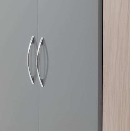 Nevada 2 Door Corner Wardrobe - Grey Gloss/Light Oak Effect Veneer