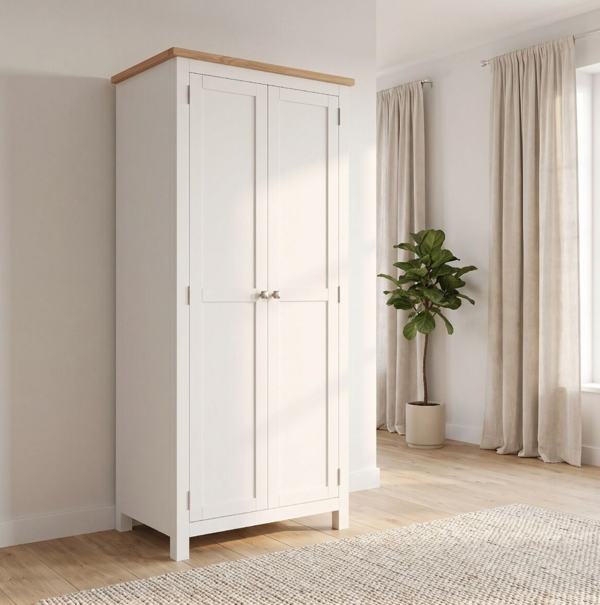Cambridge 2 Door Wardrobe - Linen/Oak