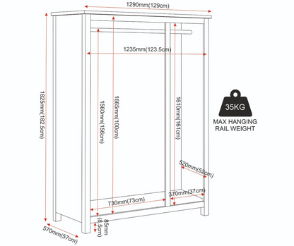 Cambridge 3 Door Wardrobe - Honey