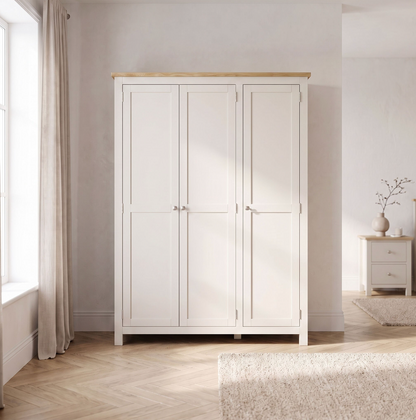 Cambridge 3 Door Wardrobe - Linen/Oak