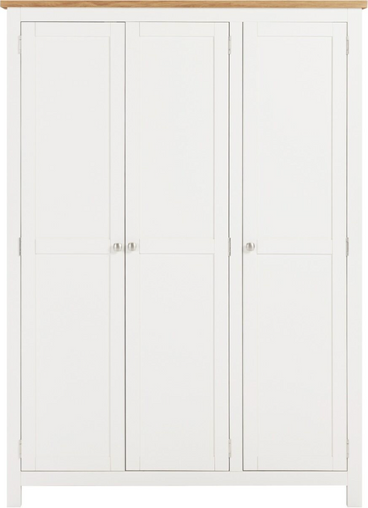 Cambridge 3 Door Wardrobe - Linen/Oak