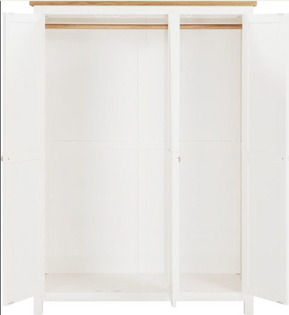 Cambridge 3 Door Wardrobe - Linen/Oak