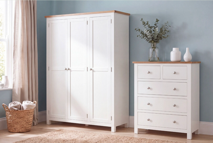 Cambridge 3 Door Wardrobe - Linen/Oak