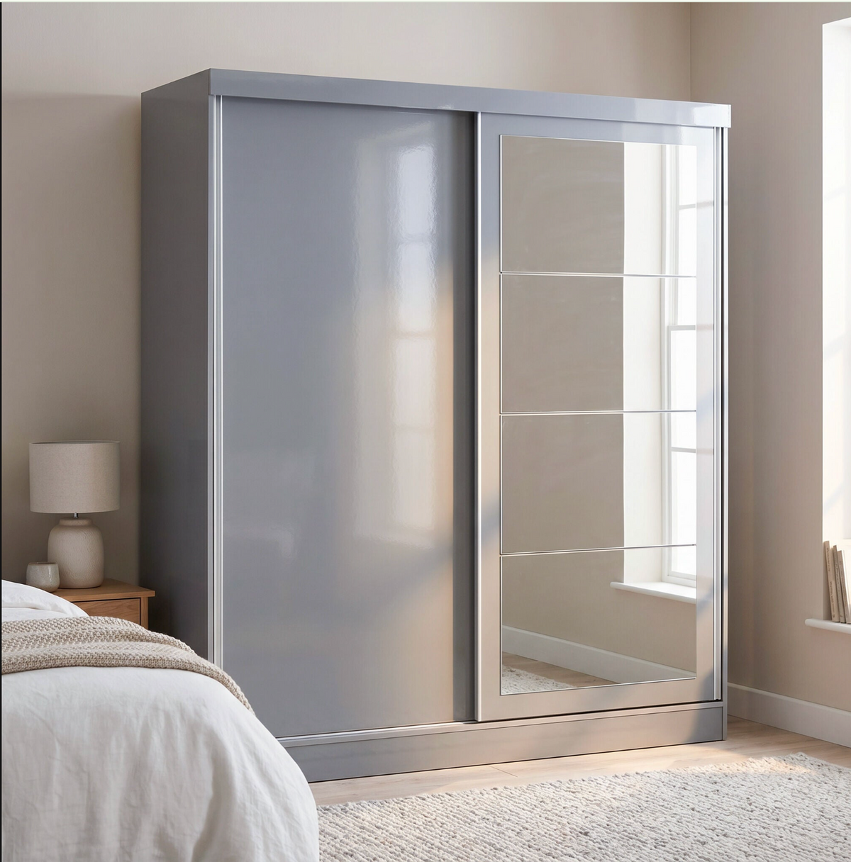 Nevada 2 Door Slider Wardrobe - Grey Gloss