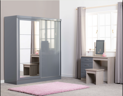 Nevada 2 Door Slider Wardrobe - Grey Gloss