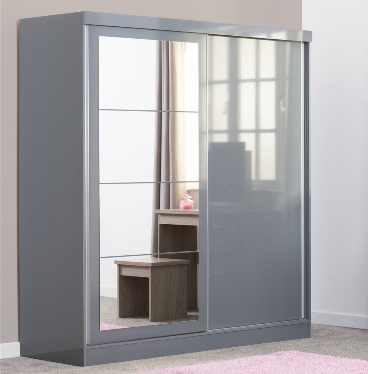Nevada 2 Door Slider Wardrobe - Grey Gloss