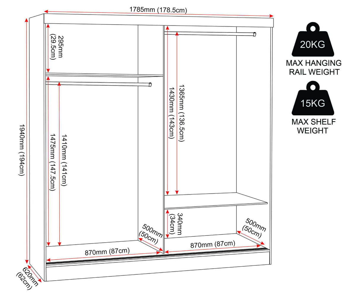 Nevada 2 Door Slider Wardrobe - Grey Gloss