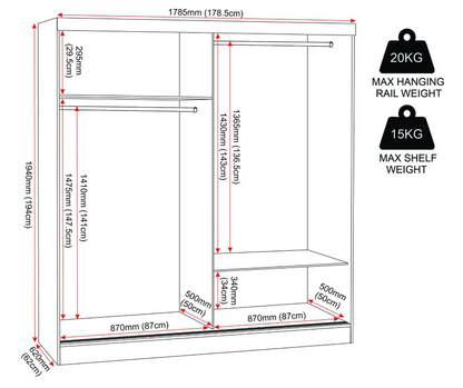 Nevada 2 Door Slider Wardrobe - Grey Gloss