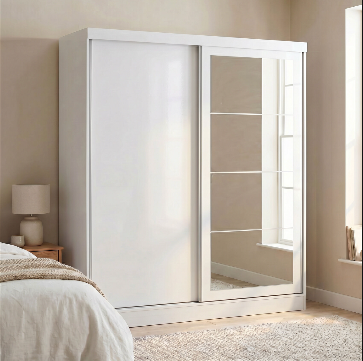 Nevada 2 Door Slider Wardrobe - White Gloss