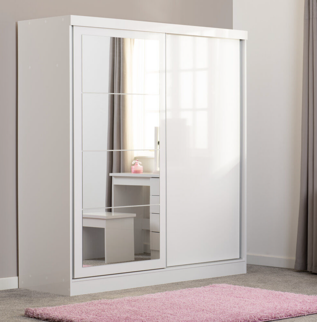 Nevada 2 Door Slider Wardrobe - White Gloss