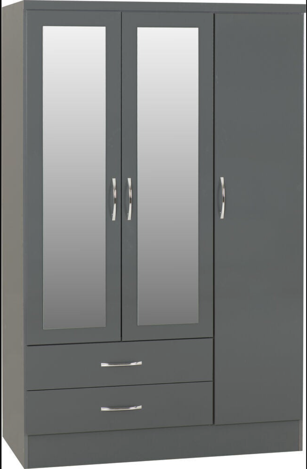 Nevada 3 Door 2 Drawer Wardrobe - Grey Gloss