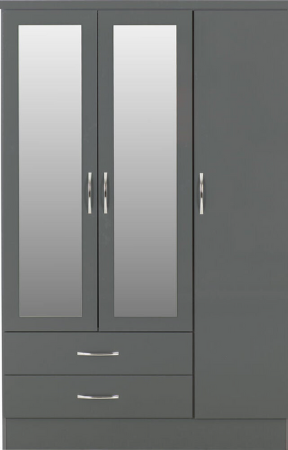 Nevada 3 Door 2 Drawer Wardrobe - Grey Gloss
